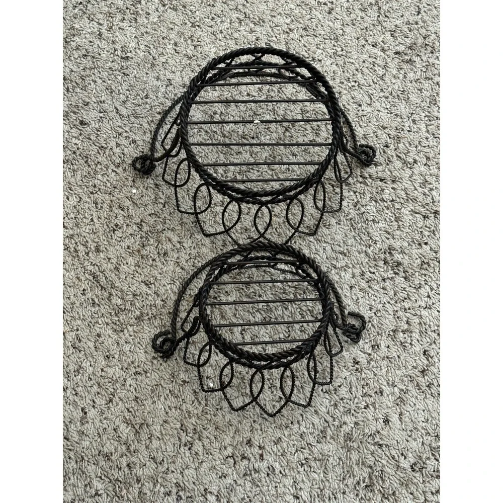 Black‎ Metal Baskets With Handles Set Of 2